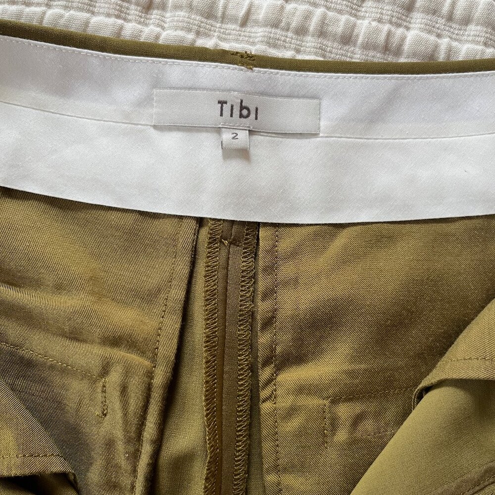 Tibi Stella Tropical Wool  Pant in Dark Hazel Green - 2 - Picture 4 of 13